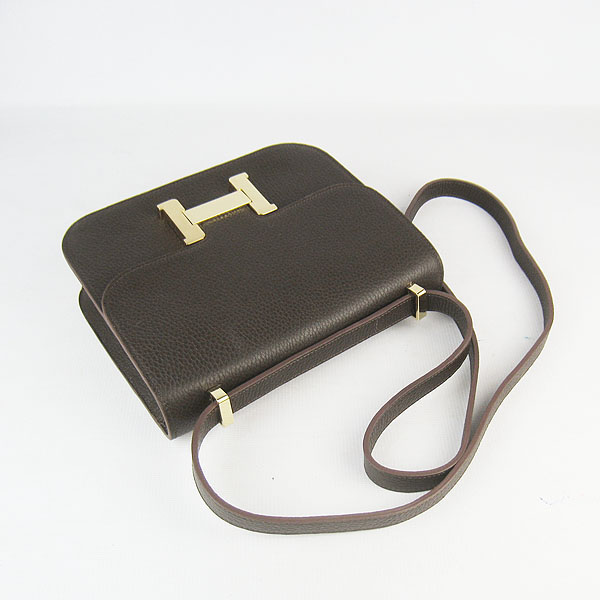 7A Hermes Oxhide Leather Message Bag Dark Coffee H017 - Click Image to Close